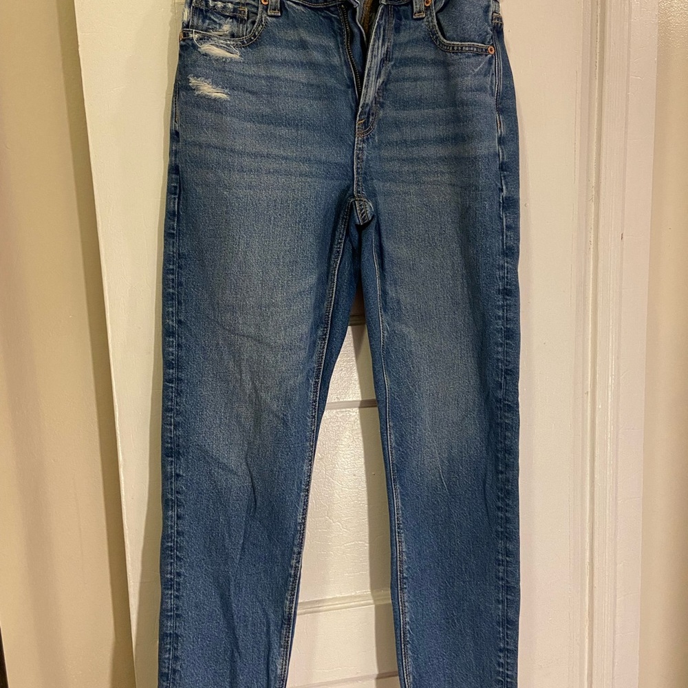 American Eagle Mom Straight Blue Denim Jeans